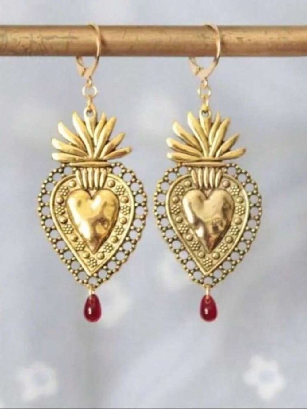 GoldHeart Drop EarringsN1036